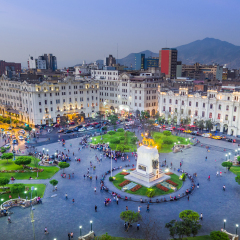 LIMA, PERU: View of San Martin square.
