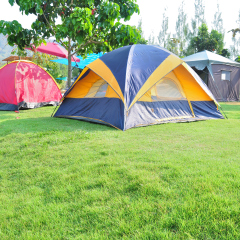colorful campsite tent