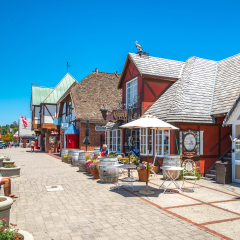 Solvang, California, USA - July 13, 2016: House in hte Danish style, Solvang village in Santa Barbara County, California