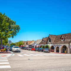 Solvang, California, USA - July 13, 2016: House in hte Danish style, Solvang village in Santa Barbara County, California