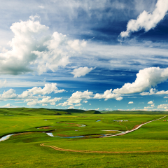 The cloudscape and summer grassland of Hulunbuir of China.
