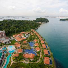 View of the island of Sentosa and Singapore to the seaside
