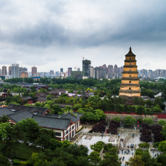 Ancient tower in modern city