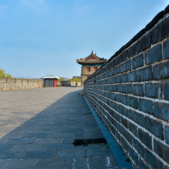 Ancient buildings at the beginning of the Great Wall in Shanhaiguan, Hebei, China