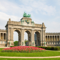 The Triumphal Arch (Arc de Triomphe) in the Parc du Cinquantenaire or Jubelpark in the European Quarter in Brussels.