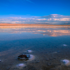 Dusk sky at the Caka Salt Lake, Qinghai, China.