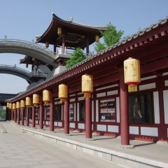 On May 2, 2013 tourists in xi 'an royal garden - datang furong garden tour tang dynasty architecture.