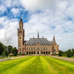 Peace Palace in Hague, Seat of the International Court of Justice in a beautiful summer day, The Netherlands