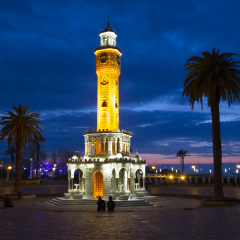 Clocktower and palms in Izmir.