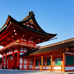 Fushimi Inari Shrine at Early Morning, Kyoto, Japan. The Shrine is an important Shinto shrine in southern Kyoto.