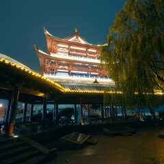 The night view of the Du Fu River in Changsha City