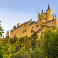 Segovia, Spain. The Alcazar of Segovia. Castilla y Leon, city in the autonomous region of Castile and León.In 1985 the old city of Segovia and its Aqueduct were declared World Heritage Sites by UNESCO