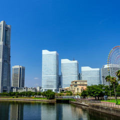 Panorama view of Yokohama Minato Mirai 21 buildings