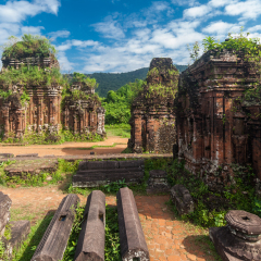 Remains of Hindu tower-temples at My Son Sanctuary, a UNESCO World Heritage site in Vietnam