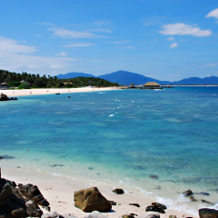 Tropical beach paradise of Wuzhizhou Island near Sanya in Hainan Province, south China.