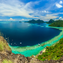 scenic panoramic top view of Bohey Dulang Island Semporna, Sabah.