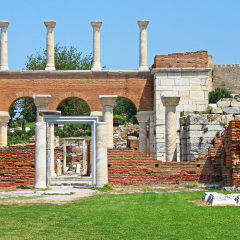 Ruins of st. Johns Basilica and the Roman Fortress at Ayasuluk Hill - Selcuk, Ephesus, Turkey