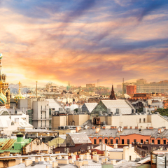 Aerial view of St Petersburg, Russia
