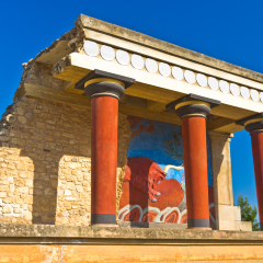 Details of Knossos palace near Heraklion, island of Crete, Greece