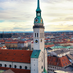 Tower of St. Peter's Church, Munich, Bavaria, Germany.