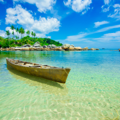 Traditional sampan in the fishing village of Bintan island, photos taken at noon, Day light Shoot