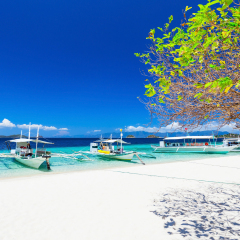 Filipino boats in the sea, Boracay, Philippines