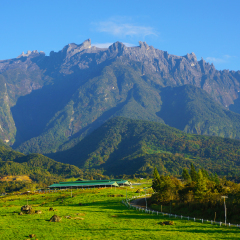 Mount Kinabalu during blue sky