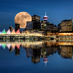 Vancouver Night Full Moon from Stanley Park