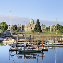 VICTORIA, CANADA - JUNE 20: Early morning view of the city port on June 20, 2011 in Victoria, Canada. 