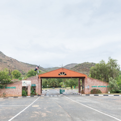 OUDTSHOORN, SOUTH AFRICA - MARCH 24, 2017: A holiday resort below the Koos Raubenheimer Dam near the Cango Caves