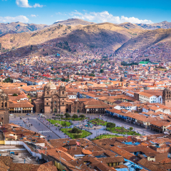 Panoramic view of Cusco historic center, Peru

