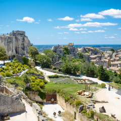 Castle Les Baux de-Provence, Provence, France on warm sunny day.