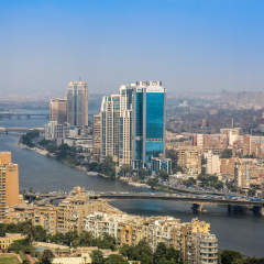 CAIRO, EGYPT - NOVEMBER 19, 2016: Panoramic view on the skyline of Cairo.