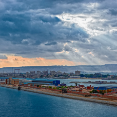 A view of Port Tawfik, a city which is located at the south entrance of Suez canal in Egypt. 