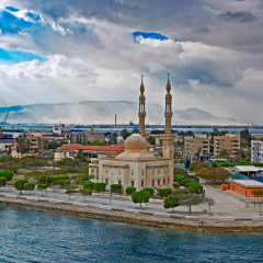 Mosque on Suez canal bank
