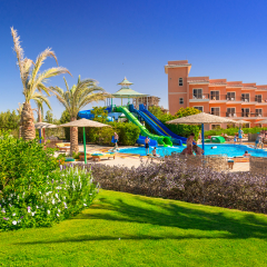 HURGHADA, EGYPT - APR 13, 2013: Tropical resort Three Corners Sunny Beach in Hurghada. Three Corners is Belgian company with 11 hotels at Red Sea in Egypt and one in Budapest, Hungary.