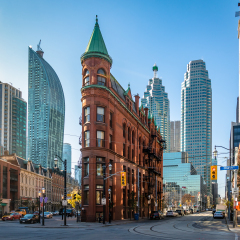 Gooderham or Flatiron Building in downtown Toronto - Toronto, Ontario, Canada
