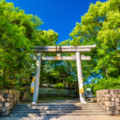 Gate of Hokoku Shrine in Osaka, Japan