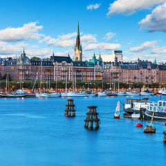 Scenic summer scenery of the Old Town in Stockholm, Sweden
