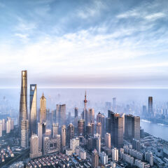 Shanghai Financial District In Fog