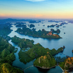 High Angle View Of Sea Against Sky During Sunset