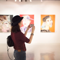 Woman Visiting Art Gallery Lifestyle Concept
