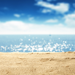 yellow warm sand and summer sea with sky and free space 