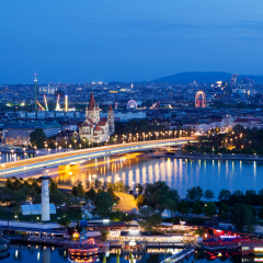 Vienna, aerial view at night