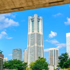 YOKOHAMA, JAPAN - AUG.14: View of Minato Mirai 21 in Yokohama, Japan on August 14, 2014 viewed from Kisha-Michi. It is a large urban development, and the central business district of Yokohama, Japan.