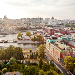 Aerial Moscow city panorama