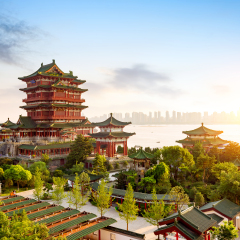 Tengwang Pavilion,Nanchang,traditional, ancient Chinese architecture, made of wood.