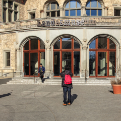 Zurich, Switzerland - 29 January, 2017: people at the entrance to the Swiss National Museum. The Swiss National Museum is one of the most important art museums of cultural history in Europe.