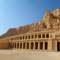 Panorama of famous ancient temple of Hatshepsut in Luxor Egypt