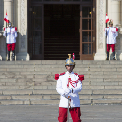 LIMA, PERU, JANUARY 19: Guards of the presidential palace at work outside in the center of Lima, Peru 2015